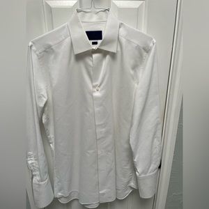 David Donahue White French Cuff Trim Fit Dress Shirt. Size 16.5x33